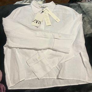Cropped linen shirt